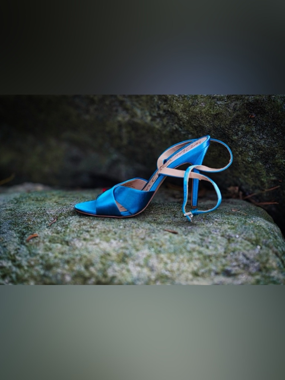 Sam Edelman Blue Satin Strappy Stiletto Sandals - Size 8 - Picture 8 of 10